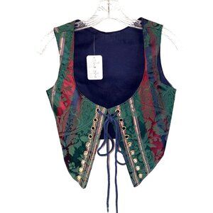 Renaissance Brocade Bodice Reversible Jewel Tone Boned New Approx Sz 10
